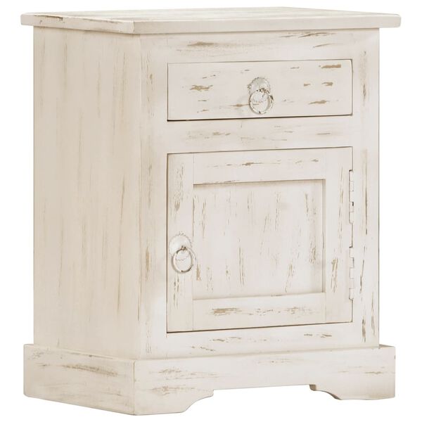 vidaXL Bedside Cabinet White 40x30x50 cm Solid Mango Wood