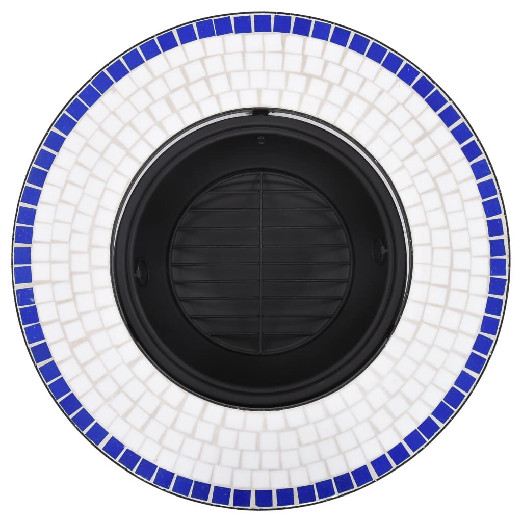 vidaXl Mosaic Fire Pit Blue and White 68cm Ceramic