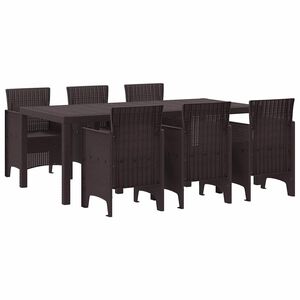 vidaXL Garden Dining Set 7 pcs Brown Polt rattan