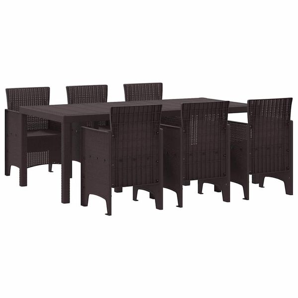 vidaXL Garden Dining Set 7 pcs Brown Polt rattan