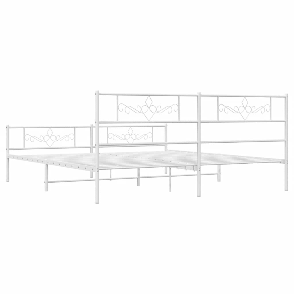 vidaXL Metal Bed Frame without Mattress with Footboard White 183x213cm
