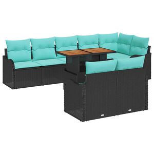 vidaXL Garden Sofa Set with Storage 9 pcs Black Poly rattan