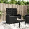 vidaXL Reclining Garden Bench with Cushions Black Poly Rattan