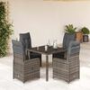 vidaXL 5 Piece Garden Bistro Set with Cushions Grey Poly Rattan