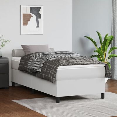 vidaXL Box Spring Bed Frame White 100x190 cm Twin Faux Leather