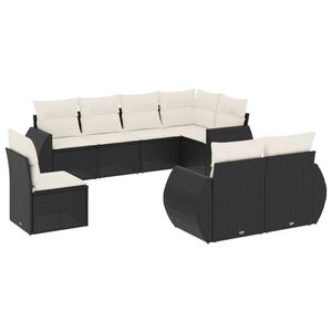 vidaXL 8 Piece Garden Sofa Set with Cushions Black Poly Rattan