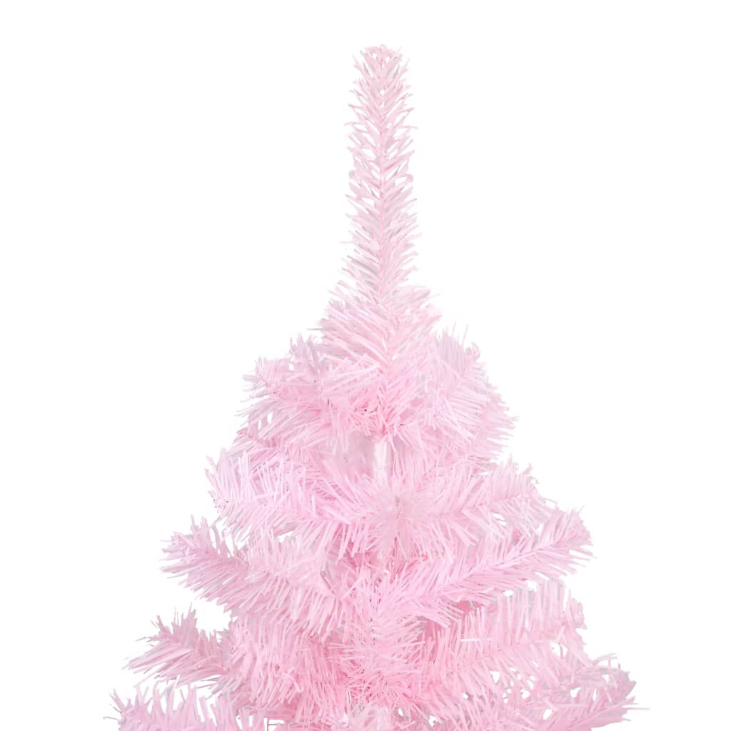 vidaXL Artificial Pre-lit Christmas Tree with Stand Pink 210 cm PVC