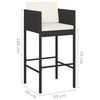 vidaXL 5 Piece Garden Bar Set with Cushions Poly Rattan Black