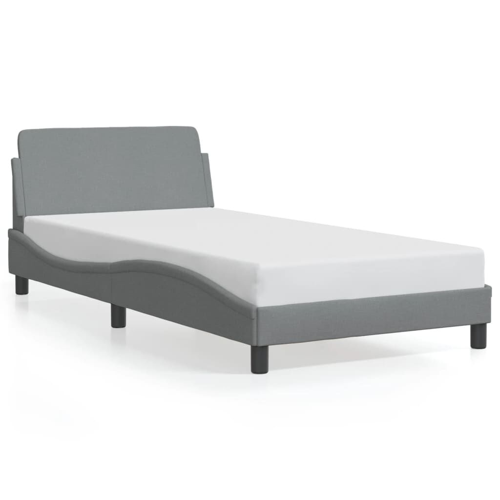 vidaXL Bed Frame without Mattress Light Grey 100x203 cm Fabric