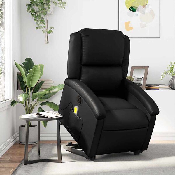 vidaXL Electric Stand up Massage Recliner Chair Black Faux Leather