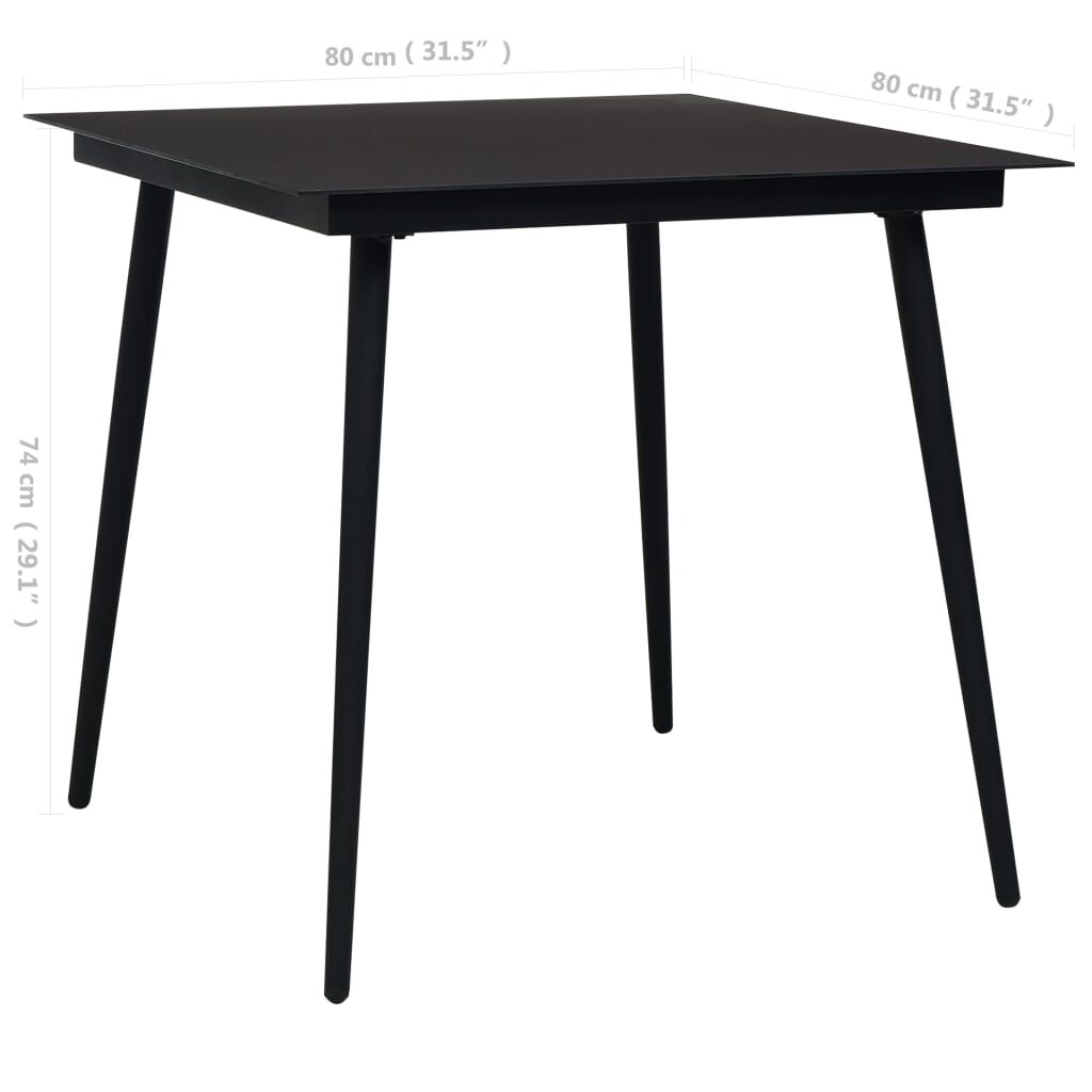 vidaXL 3 Piece Garden Dining Set Cotton Rope and Steel Black