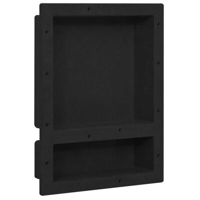 vidaXL Shower Niche with 2 Compartments Matt Black 41x51x10 cm