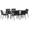 vidaXL 7 Piece Garden Dining Set with Cushions Poly Rattan and Steel