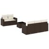 vidaXL 6 Piece Garden Sofa Set with Cushions Brown Poly Rattan