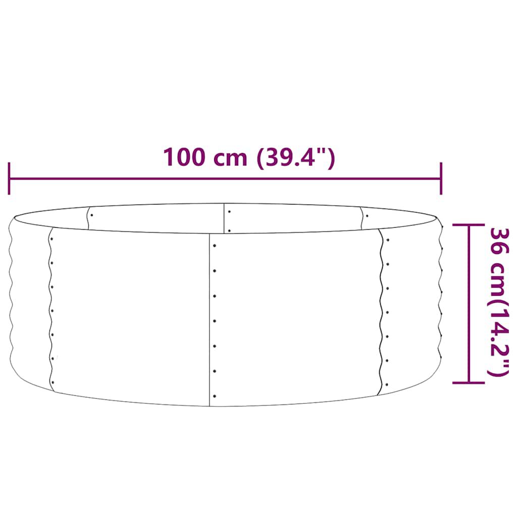 vidaXL Garden Raised Bed Powder-coated Steel 100x100x36 cm Grey