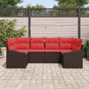 vidaXL Sofa Set with Cushion 6 pcs Brown Poly Rattan