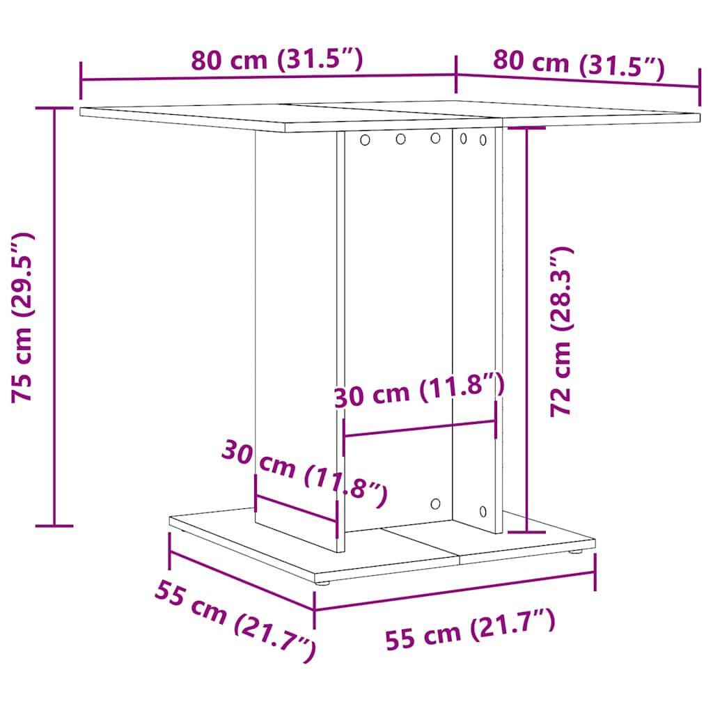 vidaXL Dining Table White 80x80x75 cm Engineered Wood