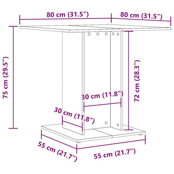 vidaXL Dining Table White 80x80x75 cm Engineered Wood