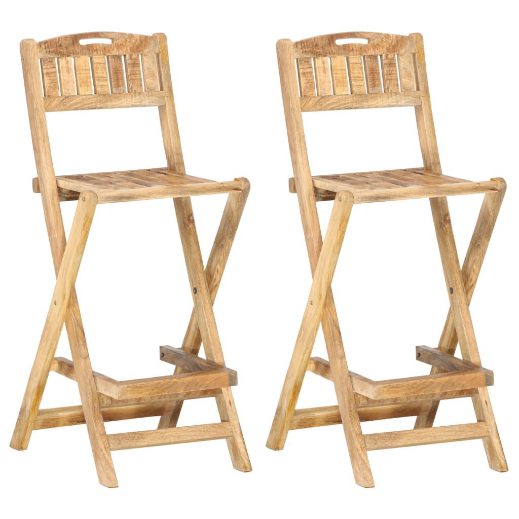 vidaXL Folding Outdoor Bar Chairs 2 pcs Solid Mango Wood
