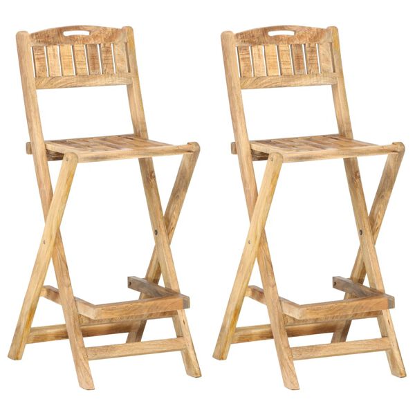 vidaXL Folding Outdoor Bar Chairs 2 pcs Solid Mango Wood