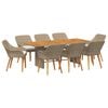 vidaXL Garden Dining Set with Cushion 9 pcs Beige Poly Rattan
