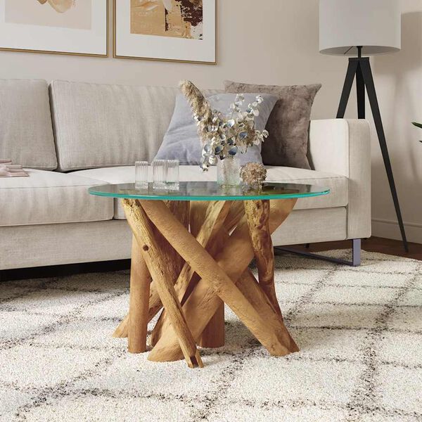 vidaXL Coffee Table Solid Teak Driftwood 60 cm