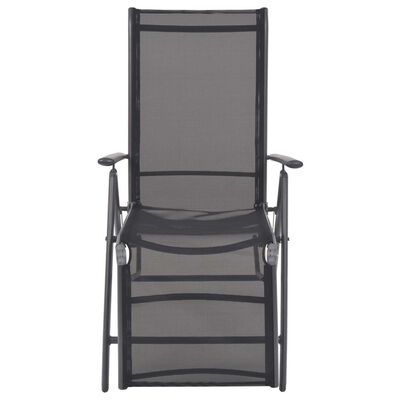 vidaXL Reclining Deck Chair Aluminium and Textilene Black