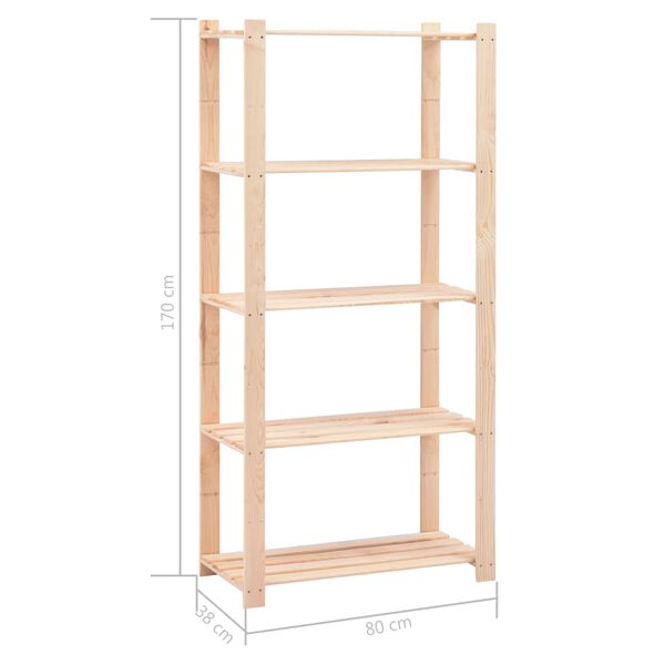 vidaXL 5-Tier Storage Racks 10 pcs 80x38x170 cm Solid Pinewood 250 kg