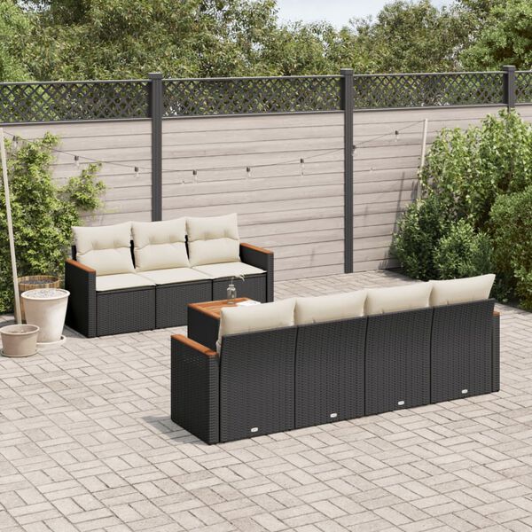 vidaXL 8 Piece Garden Sofa Set with Cushions Black Poly Rattan