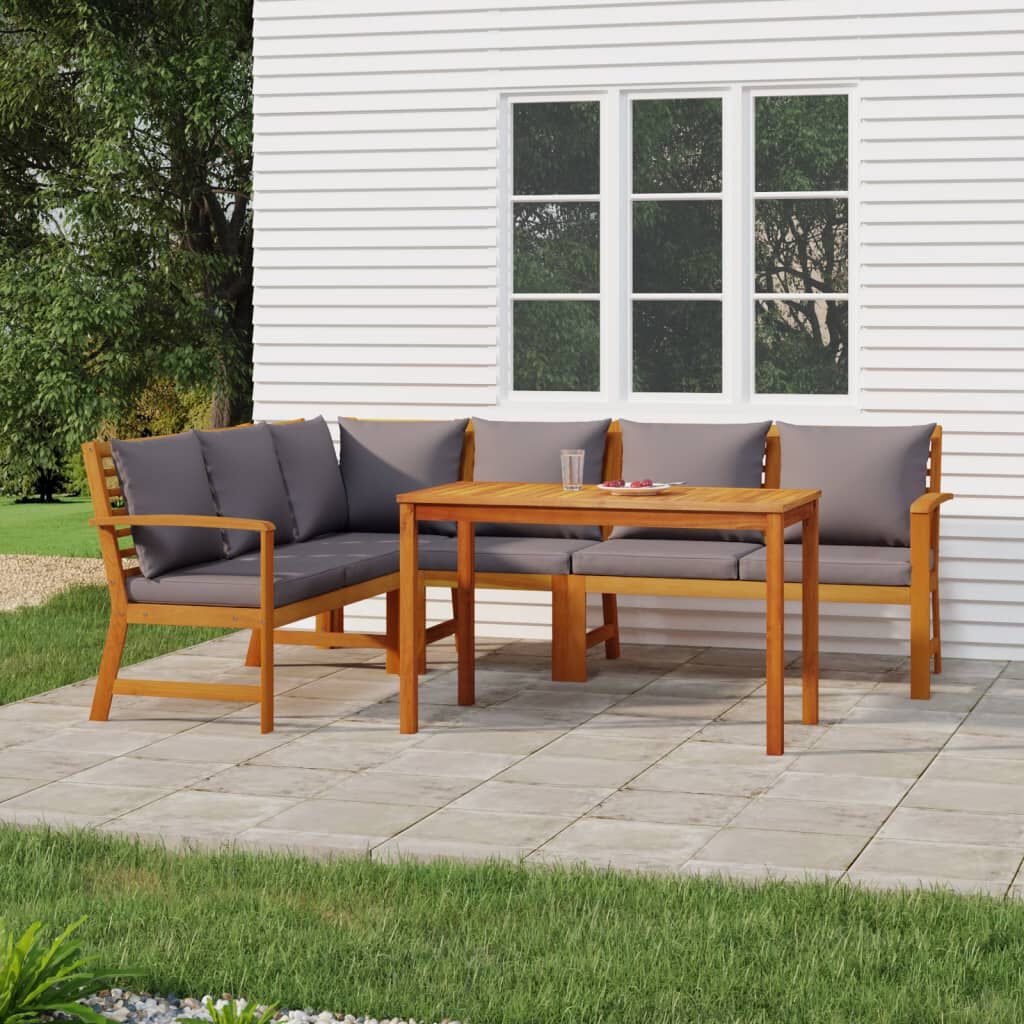 vidaXL 5 Piece Garden Dining Set with Cushions Solid Wood Acacia