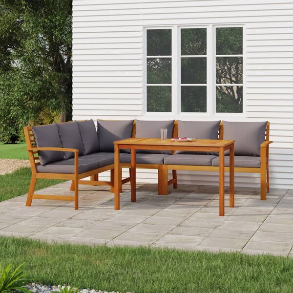 vidaXL 5 Piece Garden Dining Set with Cushions Solid Wood Acacia