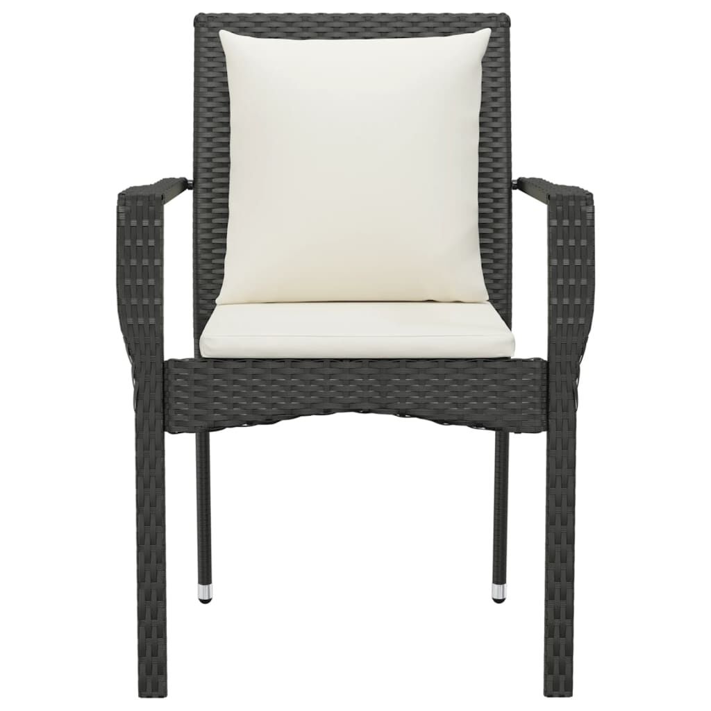 vidaXL Garden Chairs with Cushions 4 pcs Poly Rattan Black
