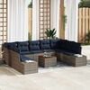 vidaXL Garden Sofa Set with Cushion 10 pcs Grey Poly rattan