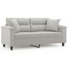 vidaXL 2-Seater Sofa with Pillows Light Grey 140 cm Microfibre Fabric