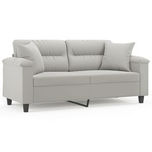 vidaXL 2-Seater Sofa with Pillows Light Grey 140 cm Microfibre Fabric