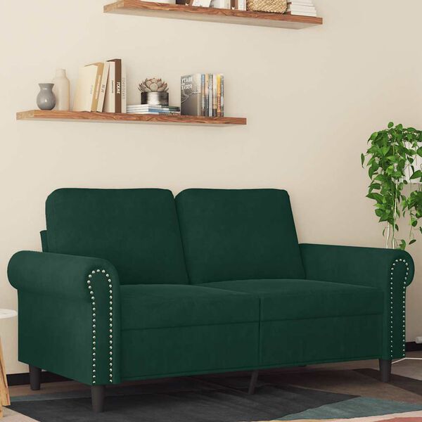 vidaXL 2-Seater Sofa Dark Green 120 cm Velvet