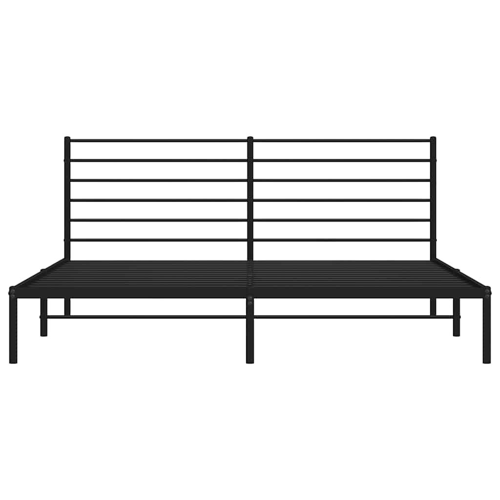 vidaXL Metal Bed Frame without Mattress with Headboard Black 183x213cm