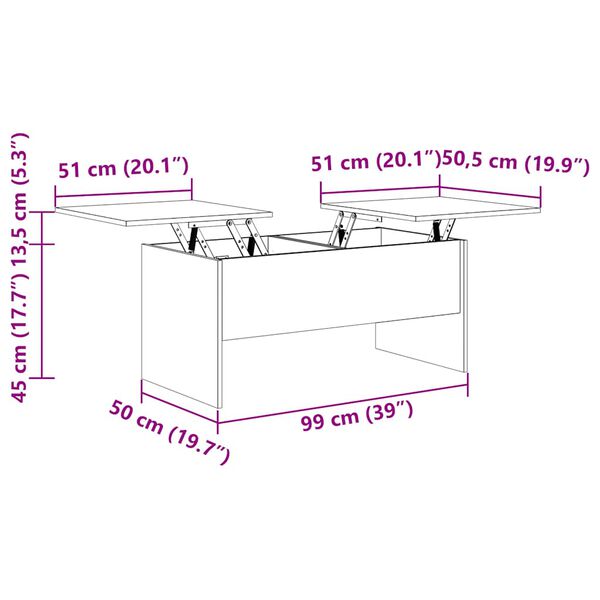 vidaXL Coffee Table Sonoma Oak 102x50.5x46.5 cm Engineered Wood