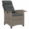 vidaXL Reclining Garden Chair with Side Table Grey Poly Rattan