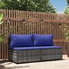 vidaXL Garden Middle Sofas with Cushions 2 pcs Grey Poly Rattan
