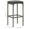 vidaXL 7 Piece Garden Bar Set with Cushions Poly Rattan Grey