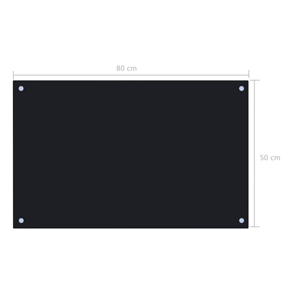 vidaXL Kitchen Backsplash Black 80 x 50 cm Tempered Glass