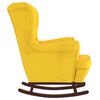 vidaXL Rocking Chair with Solid Wood Rubber Legs Yellow Velvet
