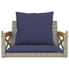 vidaXL Swing Bench with Cushions Grey 63x62x40 cm Poly Rattan