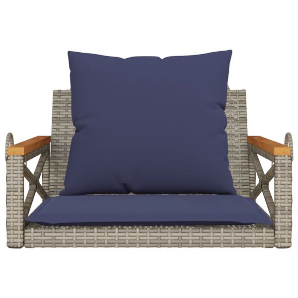 vidaXL Swing Bench with Cushions Grey 63x62x40 cm Poly Rattan