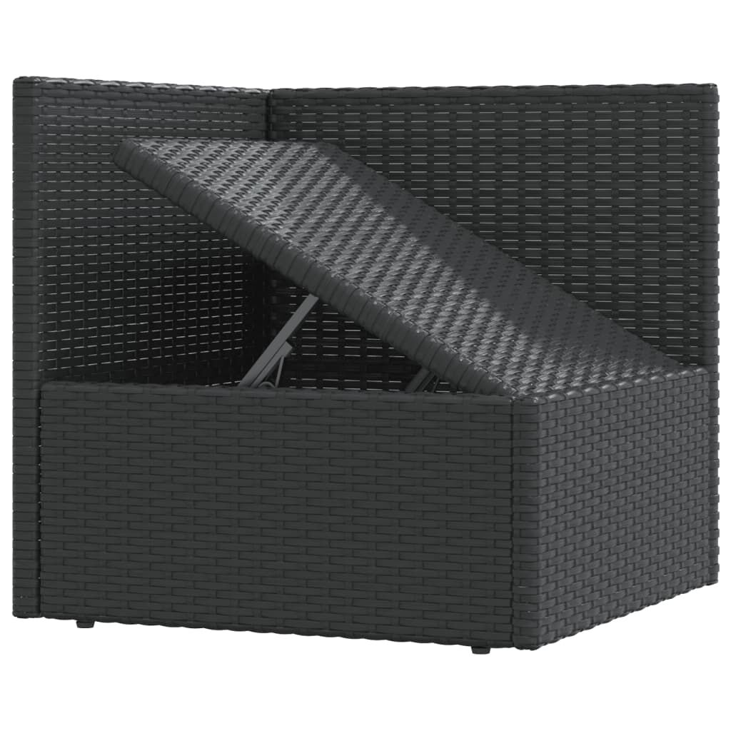 vidaXL 5 Piece Garden Lounge Set with Cushions Black Poly Rattan