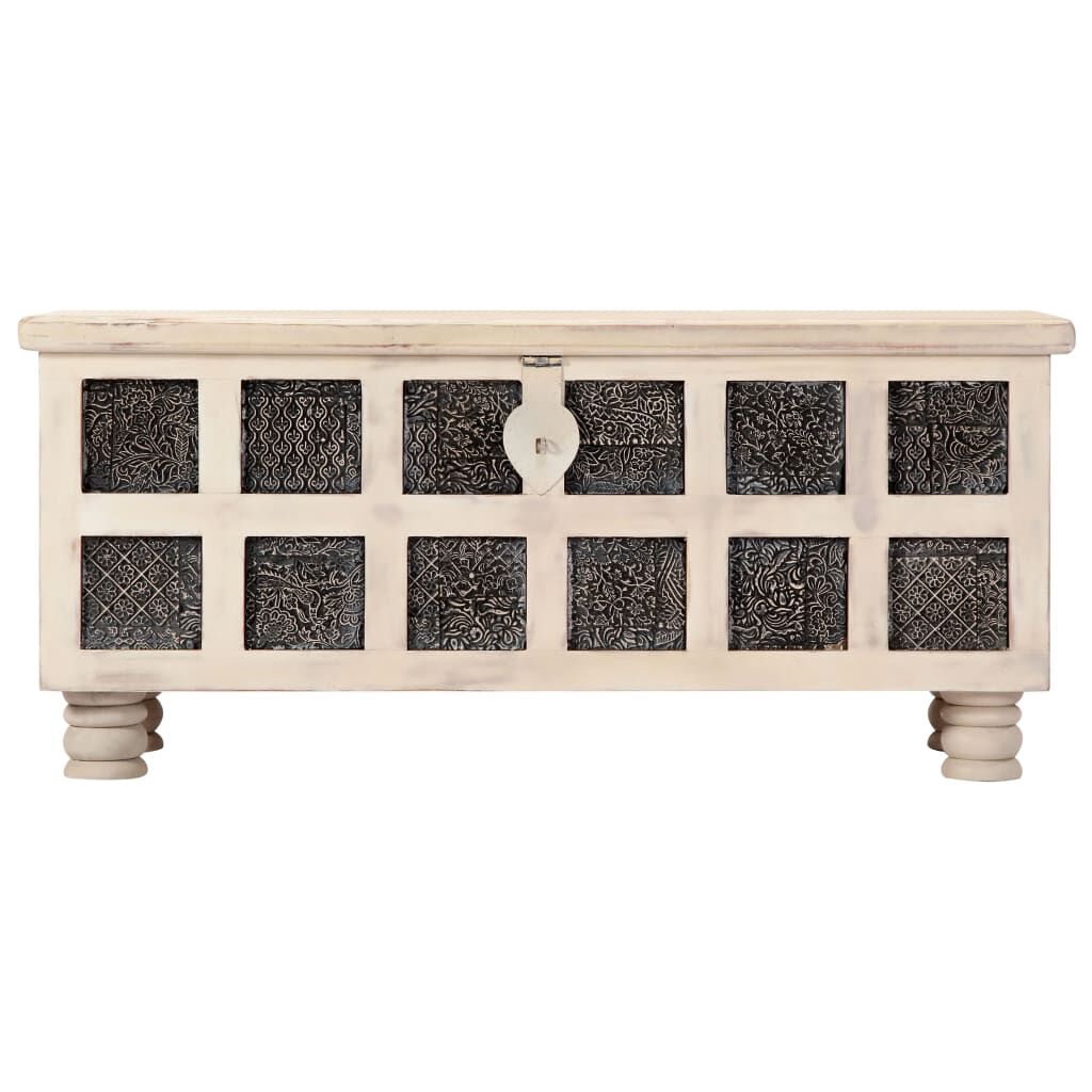 vidaXL Storage Box White 110x40x45 cm Solid Acacia Wood
