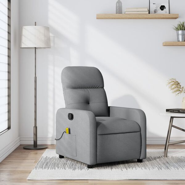 vidaXL Massage Recliner Chair Light Grey Fabric