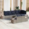 vidaXL Garden Sofa Set with Cushion 9 pcs Grey Poly rattan