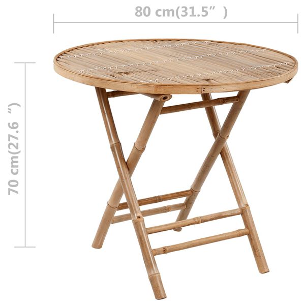 vidaXL 5 Piece Folding Outdoor Dining Set with Cushions Bamboo